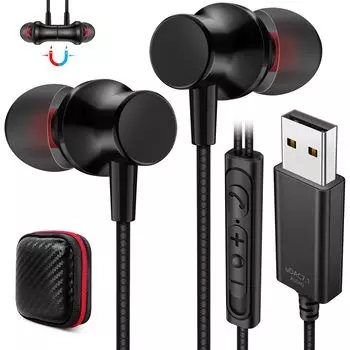 Наушники MACLE USB с проводными ПК-наушниками Каталитический магнитный поддерживает громкость Длина Аудио Наушники для работы из дома USB-совместимые с Pro HIFI