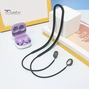 Наушники на шею, веревка, не спутывается, предотвращает падение, силиконовый, не вызывает сенсорных ощущений при ношении, шейный ремешок для наушников для Samsung Galaxy Buds 2 Pro A чёрный