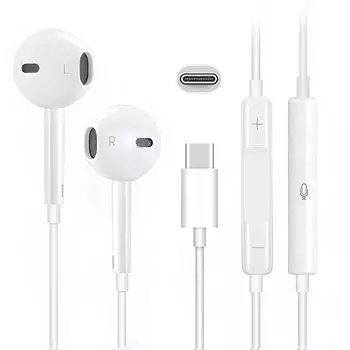 Наушники Новый iPhone Шум Микрофон Звонки Высокий Чистый Звук Стерео Совместимы с и Другими Моделями Type-C [2025 15/16 Совместимы] Подавление, белый