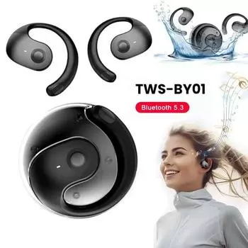 Наушники OWS Bluetooth 5.3 с креплением-крючком, беспроводные наушники TWS для спорта, сенсорное управление, HiFi HD, шумоподавление для звонков, наушники-вкладыши для Xiaomi iPhone чёрный