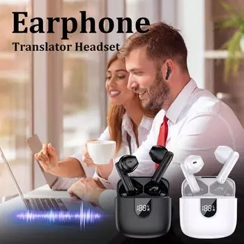 Наушники-переводчики Гарнитура Языковой переводчик Наушники-вкладыши 150 Языковой переводчик Наушники-вкладыши Светодиодный индикатор питания в реальном времени One Size белый