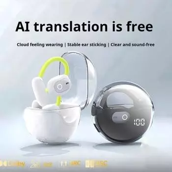 Наушники-переводчики языка Сверхчистый звук Эргономичный дизайн Стабильное соединение Совместимость с Bluetooth Беспроводной перевод чёрный