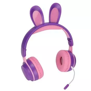 Наушники Rabbit Ear Bluetooth 5.0 складные детские беспроводные гарнитуры со светодиодной подсветкой для ПК фиолетовый