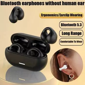 Наушники с костной проводимостью Bluetooth 5,3, серьги, беспроводные наушники, водонепроницаемая гарнитура TWS, спортивные наушники, ушной крючок с микрофоном