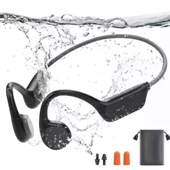 Наушники с костной проводимостью для плавания IPX8 Полностью водонепроницаемые Bluetooth Память 32G Наушники открытого типа с микрофоном Быстрая зарядка 10 часов