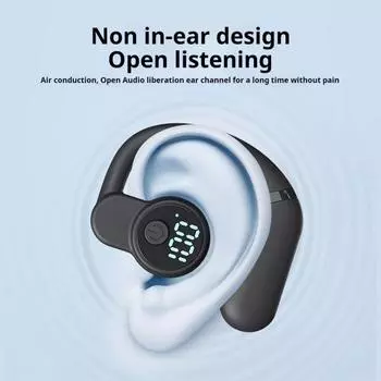 Наушники с костной проводимостью открытого типа с шумоподавлением, сверхлегкие, водонепроницаемые, беспроводные, совместимые с Bluetooth, одно ухо чёрный