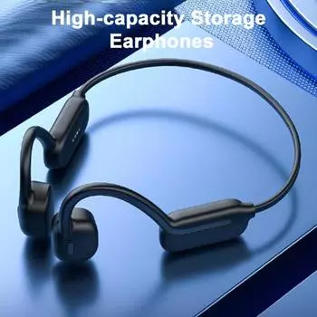 Наушники с костной проводимостью, совместимые с Bluetooth, IPX8, водонепроницаемые, устойчивые к поту, спортивные наушники, музыкальный проигрыватель без помощи рук чёрный