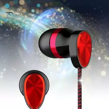 Наушники с микрофоном и двойной подвижной катушкой 3,5 мм, проводные спортивные наушники-вкладыши для смартфона красный