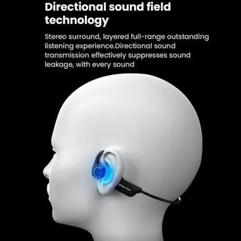 Наушники с открытой костной проводимостью, четкий звук с шумоподавлением IPX5, водонепроницаемые беспроводные наушники с поддержкой Bluetooth чёрный