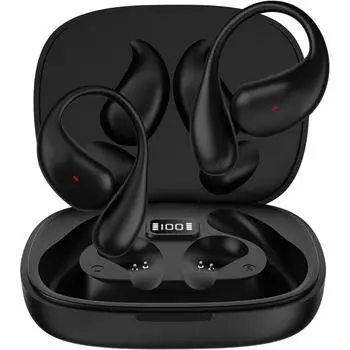 Наушники с открытым ухом Bluetooth 5.4 беспроводные наушники спортивные наушники встроенный микрофон с заушниками 40H наушники светодиодный дисплей чехол для быстрой зарядки, водонепроницаемый