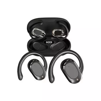 Наушники с открытым ухом, Bluetooth-наушники 5.4 Sports с интеллектуальным цифровым дисплеем, 60H, водонепроницаемость IP54, беспроводные наушники, легкий дизайн, подходят для велоспорта One Size чёрный