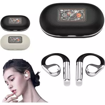 Наушники с открытым вкладышем Bluetooth 5.4 Sports с интеллектуальным цифровым дисплеем, срок службы батареи 480 ч, наушники с шумоподавлением, беспроводные наушники для бега и тренировок