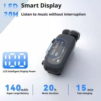 Наушники с поддержкой Bluetooth Цифровой дисплей Водонепроницаемый Эргономичный дизайн Сверхлегкие Шумоизоляция Выдвижные вкладыши чёрный