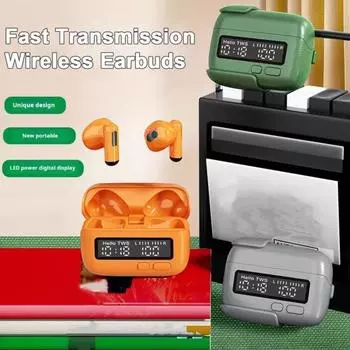 Наушники с поддержкой Bluetooth Эргономичный дизайн Шумоподавляющие стереонаушники-вкладыши Беспроводные наушники с зарядным чехлом серый