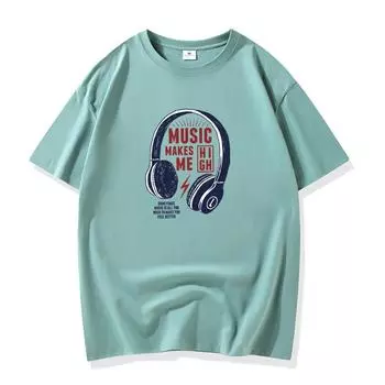 Наушники с рисунком, 10 цветов, мужская футболка из чистого хлопка, свободная мужская футболка с круглым вырезом и коротким рукавом, большой размер S-6XL S