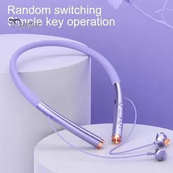 Наушники с шейным ремешком, Bluetooth-совместимые, стереозвук 5,0, водонепроницаемая подвесная шейная беспроводная гарнитура для занятий спортом фиолетовый