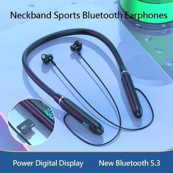 Наушники с шейным ремешком и памятью Bluetooth5.3 HD-гарнитура для звонков с магнитным поглощением Спортивная гарнитура с шейным ремешком Hi-Fi звуковые игровые наушники для мужчин и женщин