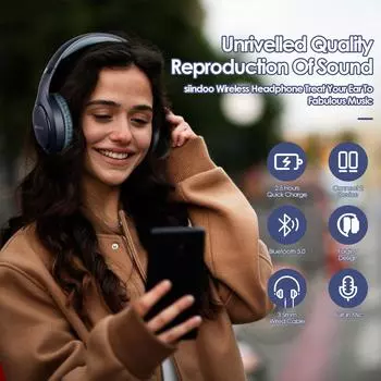 Наушники Siindoo с шумоподавлением, беспроводная гарнитура Bluetooth 5.1 с режимом 3EQ, беспроводные наушники с микрофоном, стереозвук HiFi