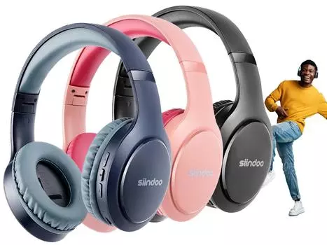 Наушники Siindoo с шумоподавлением, беспроводная гарнитура Bluetooth 5.1 с режимом 3EQ, беспроводные наушники с микрофоном, стереозвук HiFi чёрный