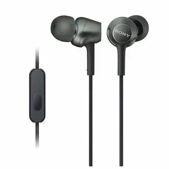 Наушники Sony канального типа с пультом дистанционного управления и микрофоном черного цвета B MDR-EX255AP, MDR-EX255AP