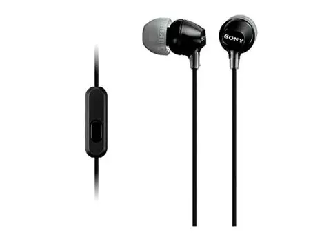 Наушники Sony канального типа с пультом дистанционного управления и черного цвета B MDR-EX15AP: микрофон, MDR-EX15AP