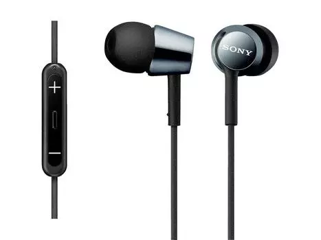 Наушники Sony MDR-EX150IP: Канального типа с пультом дистанционного управления и микрофоном для iPhone/iPod/iPad Черный MDR-EX150IP B