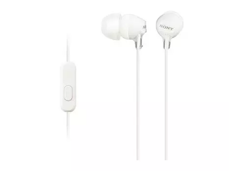 Наушники Sony MDR-EX15AP: Канального типа с пультом дистанционного управления и микрофоном, белый MDR-EX15AP W
