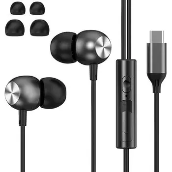 Наушники типа C проводные новые наушники iPhone15 USB Type C с микрофоном наушники с высококачественным звуком HIFI микрофон высокого разрешения канальные наушники