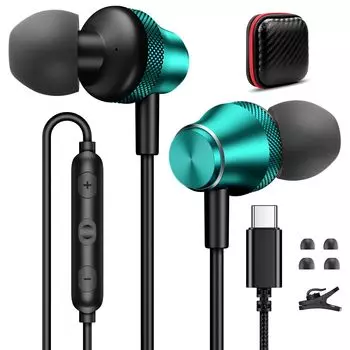 Наушники типа C Проводные звонки Совместимость с iPhone Air 4 5 mini 6 10-го поколения Совместимость с Galaxy S22 Pixel 8a и другими моделями Чип ЦАП с