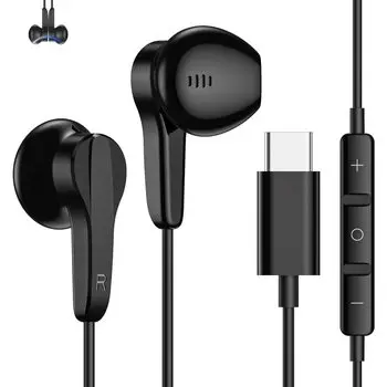 Наушники типа C Стереонаушники USB типа C Магнитные наушники с микрофоном и пультом дистанционного управления для защиты от утечки звука Проводные наушники, совместимые с