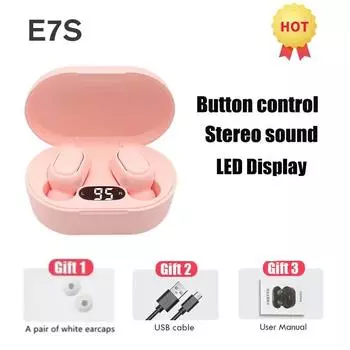 Наушники TWS E7S Fone 5.3 Bluetooth, беспроводные наушники с шумоподавлением и микрофоном, беспроводная гарнитура Bluetooth для Xiaomi розовый