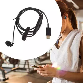 Наушники USB Type C, односторонние наушники, вкладыши USB-C, одиночные вкладыши с микрофоном, армированный шнур с пружиной