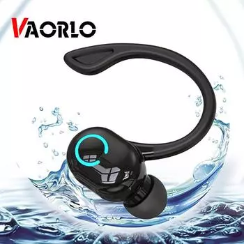 Наушники VAORLO с длительным режимом ожидания, деловые спортивные наушники с крючками, Bluetooth 5,2, наушники с одним ухом для звонков без помощи рук чёрный