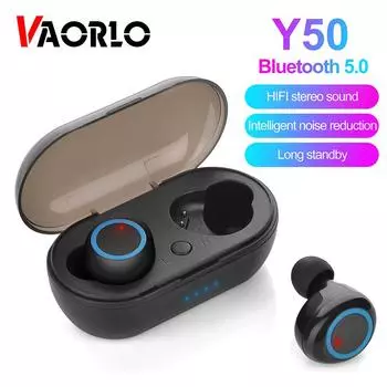 Наушники VAORLO Y50 TWS Bluetooth 5,0 Водонепроницаемая гарнитура Hi-Fi стерео с микрофоном для iphone 11pro Xiaomi Huawei Спортивные наушники