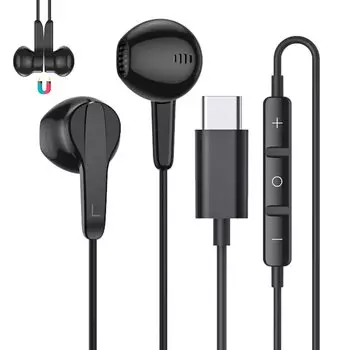 Наушники VAVIICLO Type C Наушники USB Type C Магнитные наушники легкие и предотвращают утечку звука Поставляются с микрофоном и пультом дистанционного управления