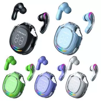 Наушники-вкладыши 5.3 с поддержкой Bluetooth, с чехлом для беспроводной зарядки, светодиодным дисплеем и встроенным микрофоном для занятий спортом на открытом воздухе зелёный