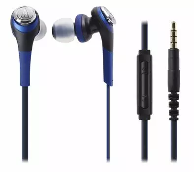 Наушники-вкладыши Audio Technica SOLID BASS для iPod/iPhone/iPad с глубокими басами синего цвета ATH-CKS550i