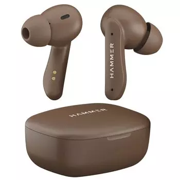 Наушники-вкладыши Hammer Solitude Bluetooth с временем работы до 22 часов, ENC, быстрой зарядкой Type-C, водонепроницаемостью IPX4, Bluetooth v5.3 (Мокко Браун) коричневый