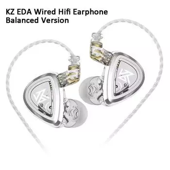 Наушники-вкладыши KZ EDA Balanced Version с металлическим проводом, внутриканальные мониторные наушники Hi-Fi Bass, спортивные наушники-вкладыши, игровая гарнитура с шумоподавлением. No Mic
