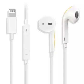 Наушники-вкладыши Lightning Wired TOMPOL Genuine Superb Sound Deep Microphone Noise Canceling No Volume, совместимые с iPhone, [Качество HiFi] Бас,