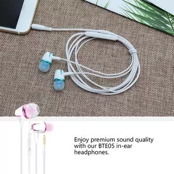 Наушники-вкладыши с кабелем управления, наушники со штекером 3,5 мм. Удобный встроенный наушник с эффектом объемного звука для телефонов. розового золота