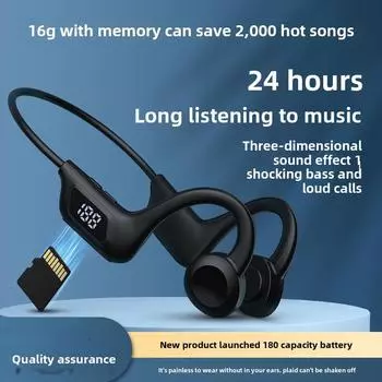 Наушники-вкладыши с костной проводимостью Air Bluetooth Гарнитура для спорта Бег с шумоподавлением Беспроводное питание чёрный