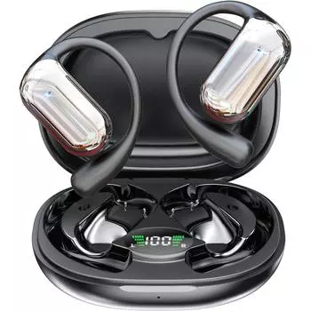 Наушники-вкладыши с открытым ушным вкладышем Bluetooth 5.4, беспроводные спортивные наушники-вкладыши со встроенным микрофоном, ушные крючки, время воспроизведения 50 часов, водонепроницаемые для бега, фитнеса