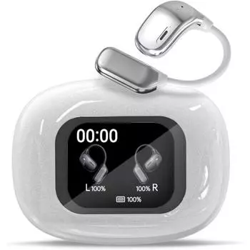 Наушники-вкладыши с открытым ушным вкладышем Bluetooth 5.4, спортивные наушники-вкладыши со встроенным микрофоном и заушными крючками, светодиодный дисплей, чехол для зарядки для бега