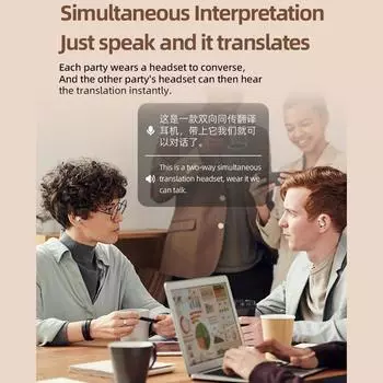 Наушники-вкладыши Устройство голосового перевода RealTime 138 языков Беспроводной BT Двусторонний перевод 3 режима бежевый