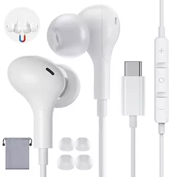 Наушники xunbida Type C Проводные с микрофоном Качество звука Магнитный дизайн USB C Наушники HIFI Качество звука Наушники Type C Громкость микрофона