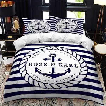 Nautical Series Bedding Set Boys Girls Twin Queen Size Duvet Cover Pillowcase Bed Kids Adult Fashion Home Textileextile 70x133cm 2pcs