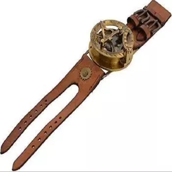 Nautical Steampunk Brass Compass Wrist Watch with Leather Bracelet - 6.35 cm Compass, Antique Brass Finish, Unique Gift как