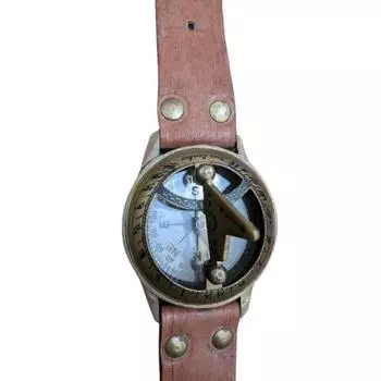 Nautical Sun Dial Leather Watch Brass Compass Leather Antique Vintage Gift