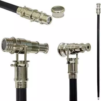 Nautical Wooden Walking Stick with Telescope Handle Collectible 38 Long Wooden Walking Stick